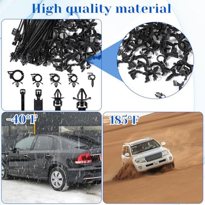 200 Pcs Car Wire Loom Routing Clips Push Mount Cable Tie Assortment 15 Sizes Car Harness Routing Clips Universal Wiring Harness Clip Replacement Parts for Automotive