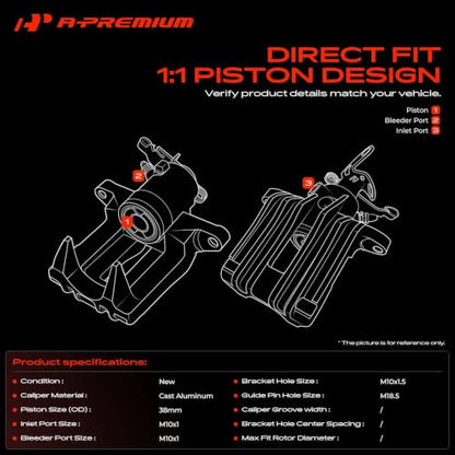 A-Premium Rear Left Driver Disc Brake Caliper without Bracket - style: Rear Driver Side