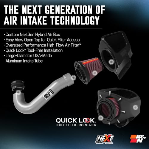 K&N NextGen Aluminum Cold Air Intake System: High-Flow Cotton Filter: 2011-2026 Dodge/Jeep Durango/Grand Cherokee, 70-1563 - style: NextGen Aluminum