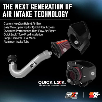 K&N NextGen Aluminum Cold Air Intake System: High-Flow Cotton Filter: 2011-2026 Dodge/Jeep Durango/Grand Cherokee, 70-1563 - style: NextGen Aluminum