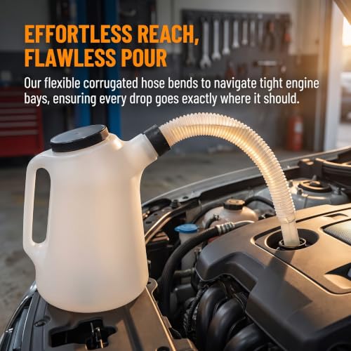Oil Jug, Oil Measuring Container Automotive and Flexible Oil Funnel Set Oil Dispenser Automotive Motor Oil Container with Lid and Cap (3 Quart) - size: 3 Quart