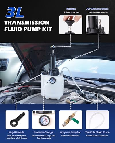 3L Transmission Fluid Transfer Pump, Manual Fluid Transfer Pump Kit with 12 ATF Adapters, Automotive Transmission Filler Service System for Transmission, Differential and
