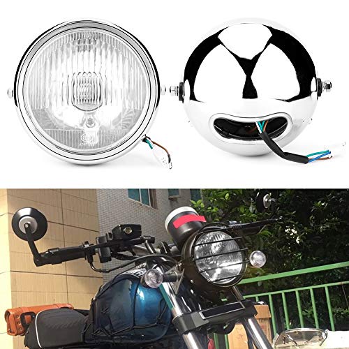 범용 오토바이 LED 헤드라이트 레트로 화이트 렌즈 헤드램프 전면 헤드라이트 GN125 실버 쉘용