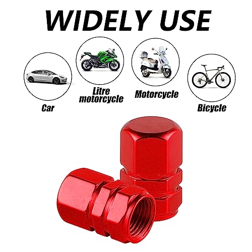 Alpmosn Aluminum Tire Stem Valve Caps Wheel Valve Covers Car Dustproof Tire Cap Cover Accessories, Universal for SUV, Car, Bike and Motorcycle, Hexagon Shape (4PCS Red) - color: Red