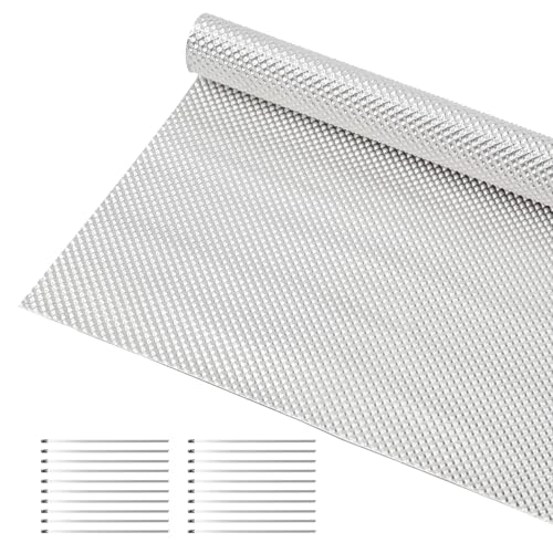 Exhaust Heat Shield Automotive, Embossed Aluminum Heat Shield Kit with 20PCS Cable Metal Ties for Muffler Exhaust Wrap, Heat Barrier,Car Exhaust Sheet (16" x 39") - size: 16" x 39"