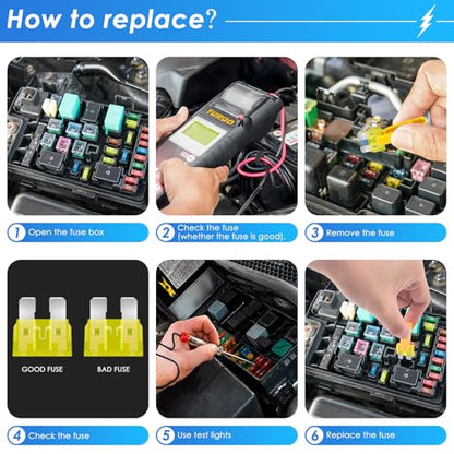 304Pcs Car Fuses Assortment Kit Include Standard & Small & Low Profile Fuses Size, Automotive Low and Tall/STD Profile Box Shaped Assorted Fuse with Puller for Trucks, Cars and SUV, Boat
