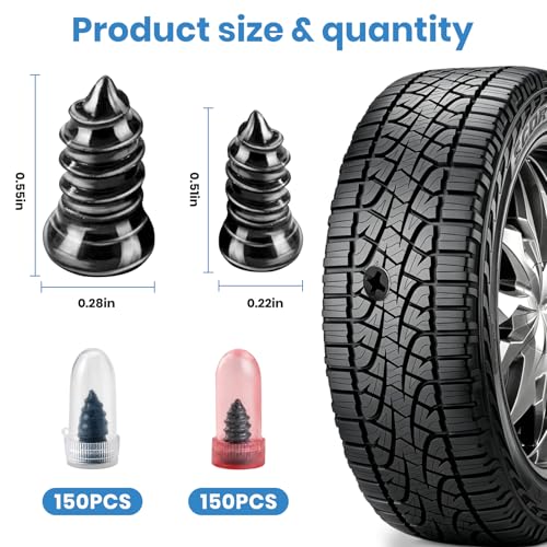 300 PCS Tire Repair Rubber Nail, 2 Size Vacuum Tire Plugs Kit - size: 300PCS