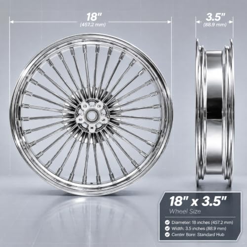 TOFR 18x3.5 Fat Spoke Chrome Front Wheel For Harley Softail Choppers 00-22 - color: Chrome, size: Front:18x3.5