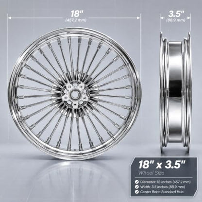 TOFR 18x3.5 Fat Spoke Chrome Front Wheel For Harley Softail Choppers 00-22 - color: Chrome, size: Front:18x3.5