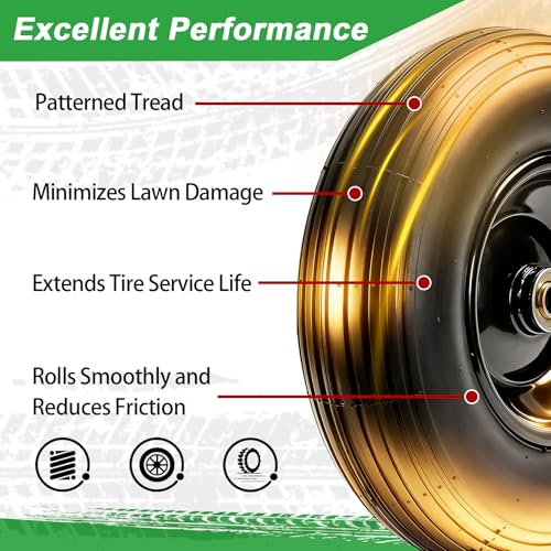(2-Pack) 4.00-6 Wheelbarrow Tires and Wheels, 13" Pneumatic Tire with 5/8" or 3/4" Bearings, Heavy Duty Replacement Wheel for Wheelbarrow, Garden Cart, Hand Truck