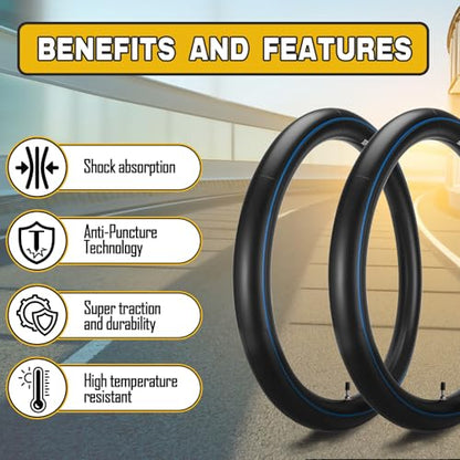 (2-Pack) 2.75/3.00-21" Inner Tubes 80/100-21 or 90/90-21 Heavy Duty Dirt Bike Inner Tubes, 2mm Thick, TR4 Valve, Fits HondaAfrica Twin CRF230, CRF250, CR250 Kawasaki KLR, KDX200 and More - size: 2.75/3.00-21" (80/100-21")