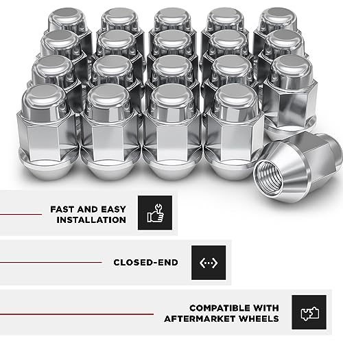White Knight 1706S-20AM M12x1.25 Lug Nuts, Bulge Acorn Chrome Lug Nuts 12x1.25, Pack of 20, Steel - size: 20 Pack