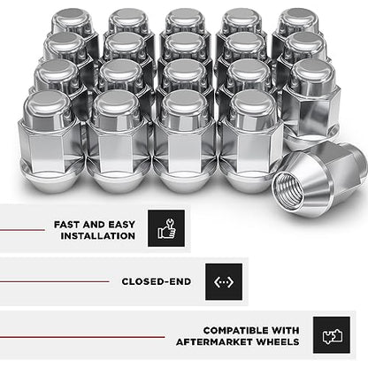 White Knight 1706S-20AM M12x1.25 Lug Nuts, Bulge Acorn Chrome Lug Nuts 12x1.25, Pack of 20, Steel - size: 20 Pack