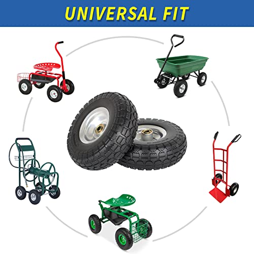 GICOOL 10 Inch 4.10/3.50-4" Flat Free Tire Wheel for Hand Truck Trolley 4PK - size: 4.10/3.50-4 | 4 PACK