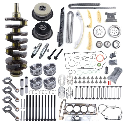 GM 2.4L Engine Rebuild Overhaul Kit w/Crankshaft,Timing Chain Kit,Head Gasket Set,VVT & & Connecting Rod Compatible with Chevrolet Buick GMC Saturn Replace# 12578164 12654958 12609858 HS54874 - color: All Include