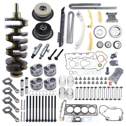 GM 2.4L Engine Rebuild Overhaul Kit w/Crankshaft,Timing Chain Kit,Head Gasket Set,VVT & & Connecting Rod Compatible with Chevrolet Buick GMC Saturn Replace# 12578164 12654958 12609858 HS54874 - color: All Include