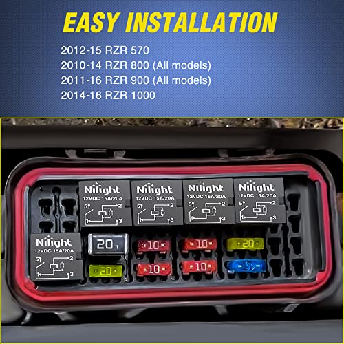 Nilight 5PCS 12V 4Pin SPNO Purpose Micro Relay 20A Sealed for Polaris RZR - color: 4Pin Relay
