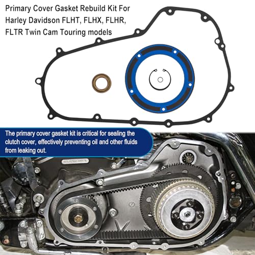 Primary Cover Gasket Seal Replacement Rebuild Parts Kit Oil Seals Fit for Harley Davidson Electra Glide, Road Glide, Road King, Street Glide, Ultra Limited Made 2007-2016