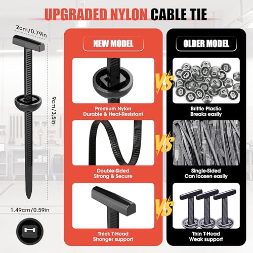 Self-Locking Cable Tie Buckle 200PC Heavy Duty Nylon Fasteners for Auto - color: 200PC Black