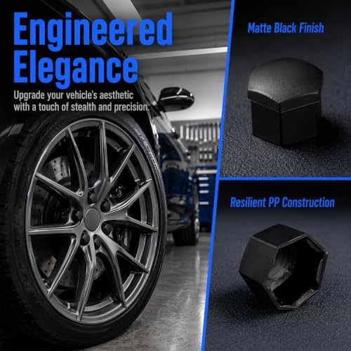 20PCS 19mm Hexagonal Lug Nut Covers, Rust-proof Wheel Bolt Protector Caps with Removal Tool Clips, Universal External Rim Nut Protection Fit for Most Car Truck SUV(Black) - size: 19mmBlack