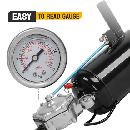 TUFFIOM 2.1/8L Gallon Air Tire Bead Blaster Seater w/Pressure Gauge & Handle, Wheel Trigger Seating Tool Inflator Tank for Motorcycle ATV Car, 87-116PSI Operating Pressure, Black - color: Black