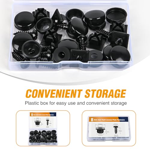 GOOACC 8 Sets Anti-Theft Stainless Steel License Plate Screw Kit - color: 8 Sets License Plate Screw