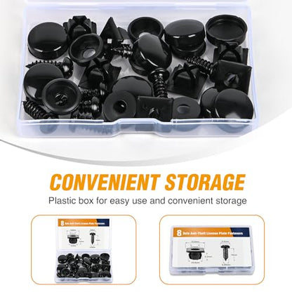 GOOACC 8 Sets Anti-Theft Stainless Steel License Plate Screw Kit - color: 8 Sets License Plate Screw