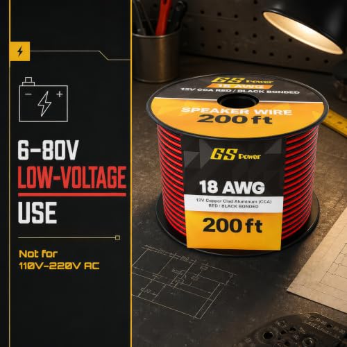 GS Power 18 Gauge Wire Automotive - 400ft CCA Primary Bonded Wire - size: 18 Gauge-200 ft-Bonded