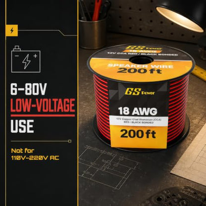 GS Power 18 Gauge Wire Automotive - 400ft CCA Primary Bonded Wire - size: 18 Gauge-200 ft-Bonded