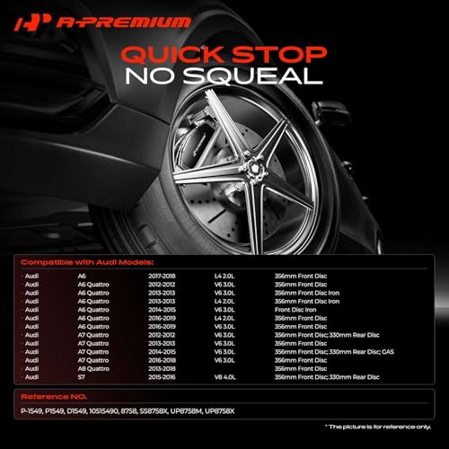 A-Premium Front Ceramic Brake Pads Compatible with Audi