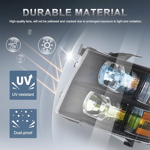 KUIPERAUTO Headlight Assembly Compatible with 2007-2013 Chevy Chevrolet Silverado 1500 2500HD 3500HD Front Lamp with Bulb Black Housing/Clear Lens/Amber Corner - color: Black/Clear/Amber