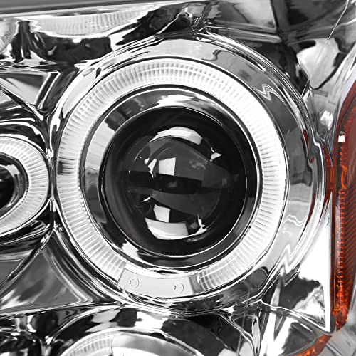 SPEC-D TUNING Chrome LED Dual Halo Projector Headlights - color: Chrome Housing Clear Lens