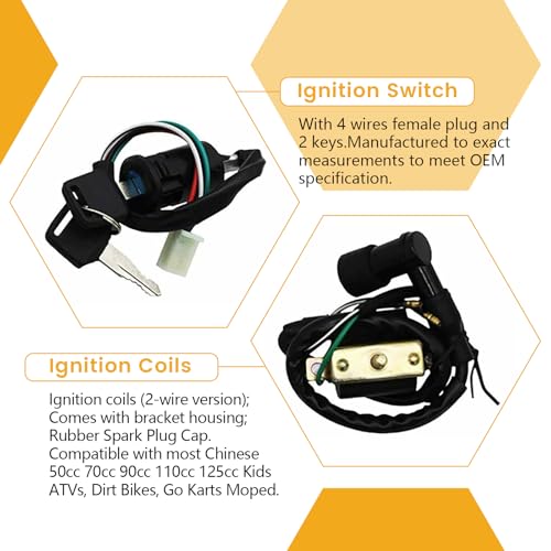 Complete ATV Wiring Harness Kit 50cc-125cc with Stator CDI Ignition Switch - style: Complete Wiring Harness Kit