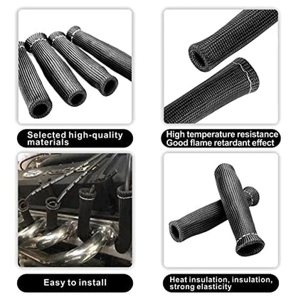 Black Spark Plug Wire Heat Shield Spark Plug Wire Heat Shield Sleeve Spark Plug Boot Protector Boots Wrap for SBC BBC 350 454 8PCS Plug Wire Covers - 2500F High Temp Protection - color: Black