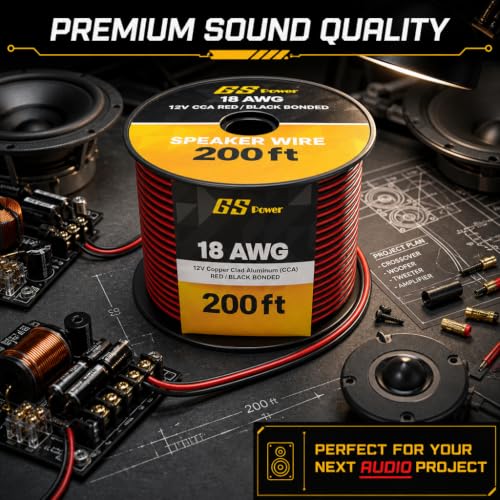 GS Power 18 Gauge Wire Automotive - 400ft CCA Primary Bonded Wire - size: 18 Gauge-200 ft-Bonded