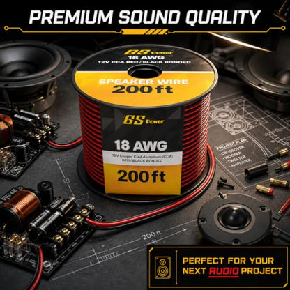 GS Power 18 Gauge Wire Automotive - 400ft CCA Primary Bonded Wire - size: 18 Gauge-200 ft-Bonded