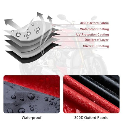 NEVERLAND Motorcycle Cover 300D Waterproof Outdoor All Weather Protectio - size: XL