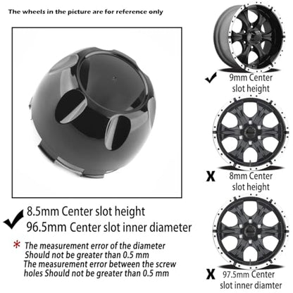 4Pcs 99.5mm(3.92inch) Wheel Center Caps for Helo Maxx 6 Wheel Rim Replacement 789K101 X1834147-9SF Hub Cap, (Gloss Black, Inner 96.5mm 3.8in) - color: Gloss Black, size: 99.5mm Outer, 96.5mm Inner, Gloss Black