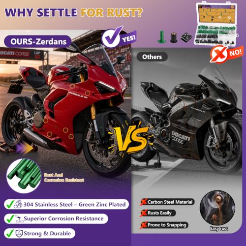 205Pcs Motorcycle Fairing Bolt Kit, M5 M6 Stainless Steel 304, Green - color: Green