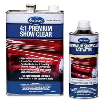 Eastwood 4:1 High Solids Urethane Automotive Spray Paint Premium Show Car Clear with Medium Activator - style: Medium Speed Activator