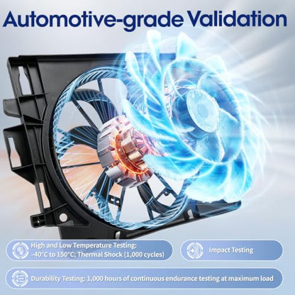 Engine Cooling Radiator Fan Assembly Fit for Dodge Grand Caravan 2008-2020, Chrysler Town & Country 2008-2016, Volkswagen Routan 2009-2014, Ram C/V 2012-2015, Reference Number 621028, 5058674AA - size: 621028, 5183347AA