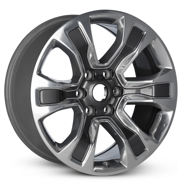 20x9 in Aluminum Wheel Rim 6 Lug 139.7mm 19mm Offset 77.8mm CB| Polished Face w/Painted Inlay Charcoal finish Fits 2019-2024 Dodge Ram 1500 | New OEM Surplus | 5YD591AUAA - size: 20x9 - OEM Surplus