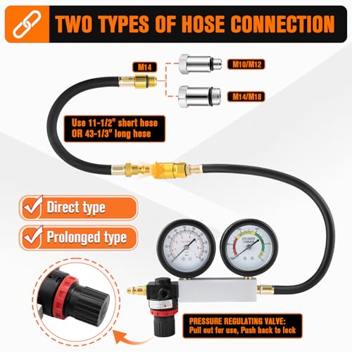 Cylinder Leak Down Tester Kit with Extension Rod for Gasoline Engines