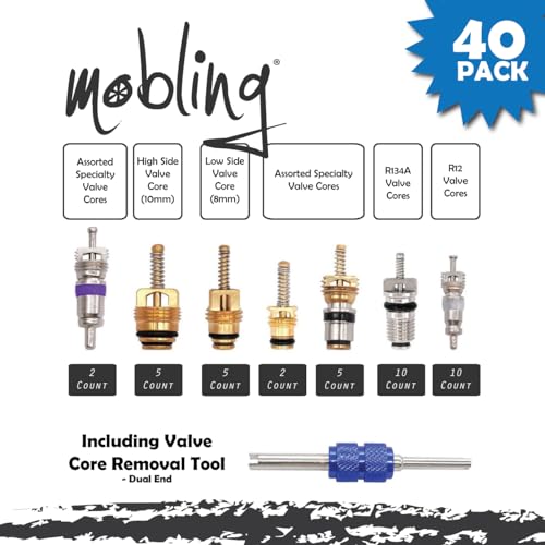 Car A/C Repair Kit - O-Ring Set + AC Valve Cores | Fix Air Conditioning | + Removal & Install Tool | R12 & R134a | - Also for Tire Valve Stems!