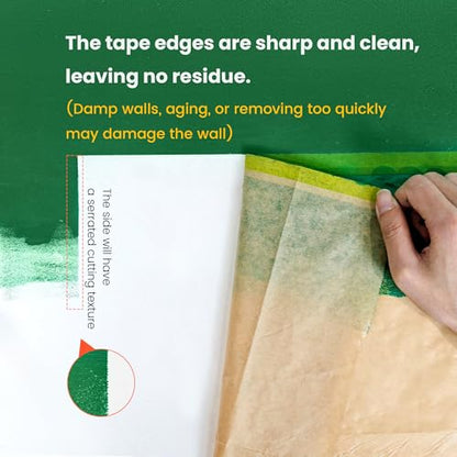 Voomey Pre-Taped Masking Paper for Painting with Dispenser - 7 inch x 82 feet Tape and Drape Painters Paper for Covering Skirting, Frames, Cars and DIY Projects - size: 180mm*25m, style: Dispenser System