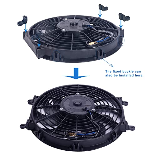12" Inch Electric Radiator Fan 12V Universal Cooling Fan 80W Mount Kit High Performance Radiator Assembly Kit - style: 12" Curved