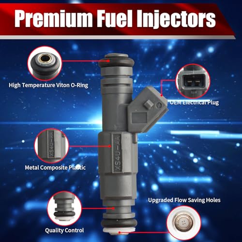 Set of 4 Fuel Injectors XS4Z-9F593-AB FJ303 Replacement - size: FJ303