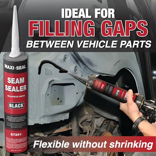 Maxi-Seal Black Polyurethane Seam Sealer (6-Pack, 10.5oz Tube) Durable & Flexible Auto Body Filler for OEM Seams | Brushable for Bare/Painted Surfaces 87291 - style: 6 Pack