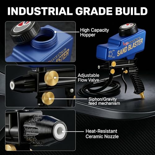 LE LEMATEC Sand Blaster Gun Kit for Air Compressor Rust Removal - style: Siphon Ceramic Function