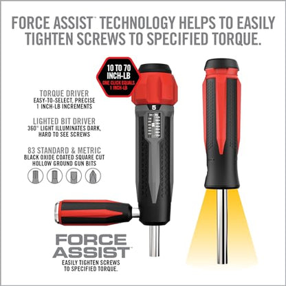 Real Avid Armorers Tool Kit – Precision Torque Wrench Set with 83 Bits, Magnetic Bit Driver, LED Screwdriver - Includes Hex Phillips Torx Drivers with Accurate Inch Pound Settings for Gun Maintenance - style: Torque Wrench, Driver, Bit Set